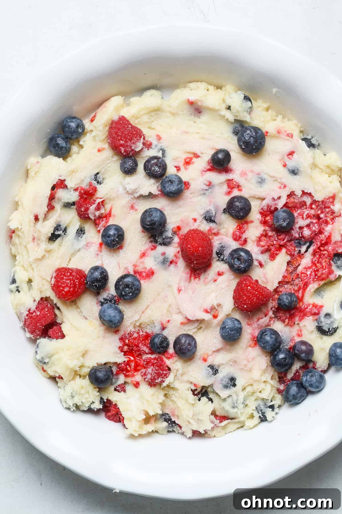 Blueberry raspberry batter.