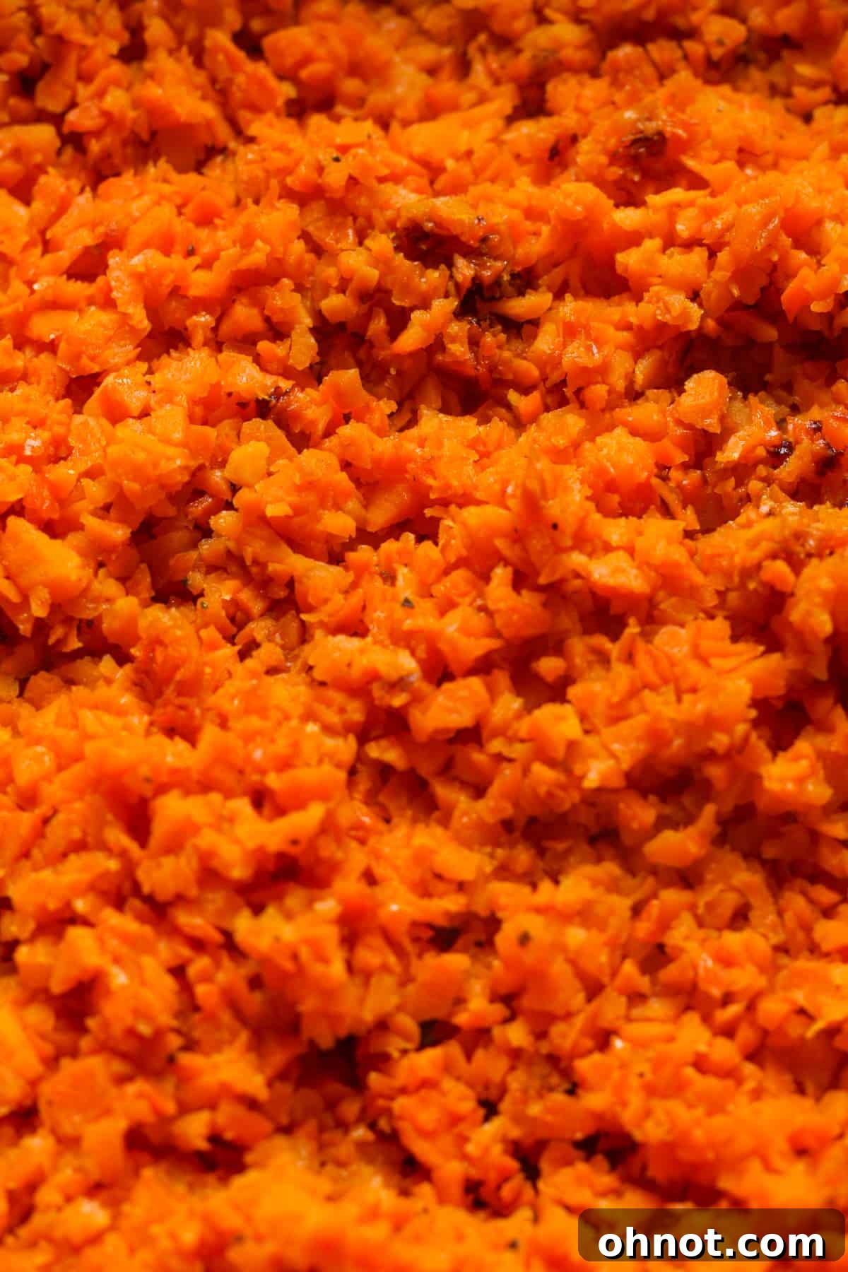 Diced orange veggies.