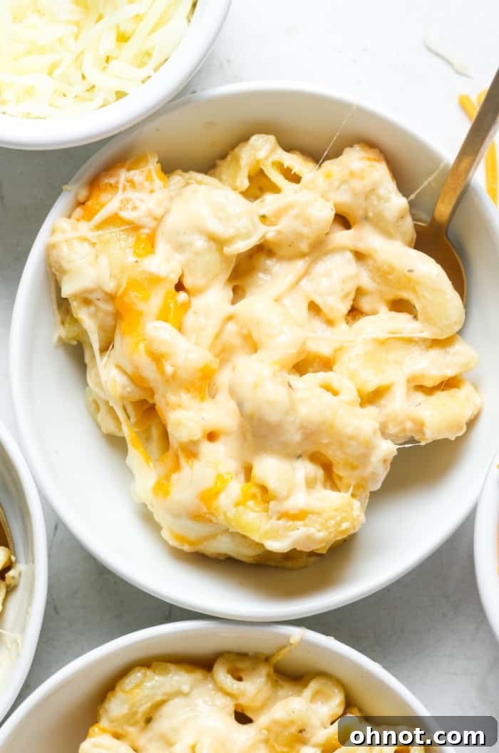 Two cozy bowls of perfectly baked macaroni and cheese, ready to be enjoyed.