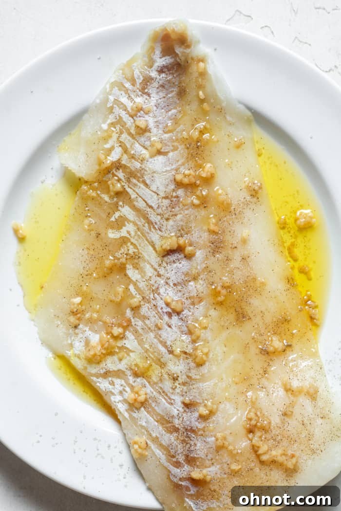 Fish with butter and garlic.