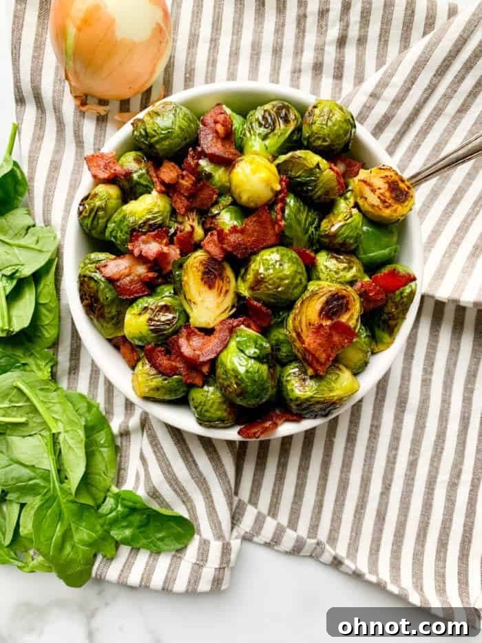 Crispy Whole30 Brussels Sprouts with Bacon