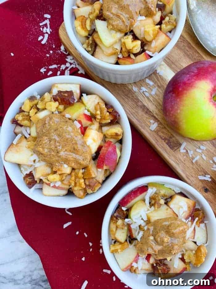 Fresh Whole30 Apple Coconut Bowl with shredded coconut