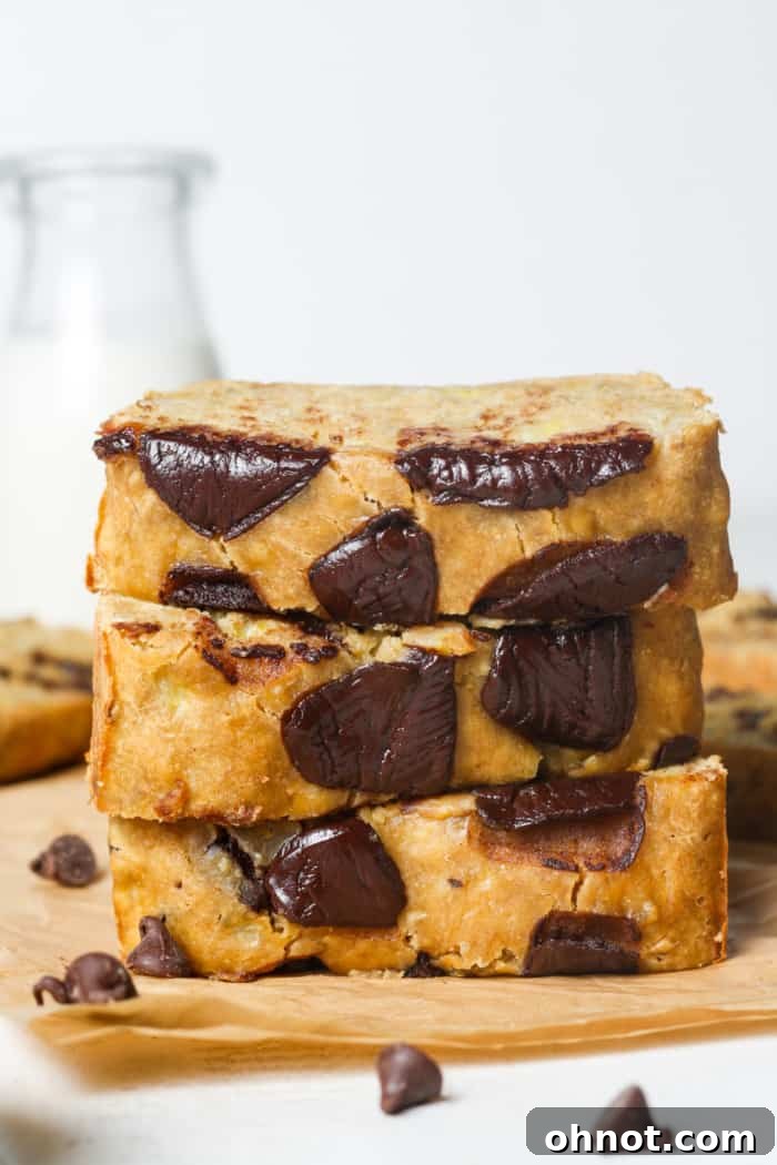 A stack of healthy banana bread slices.