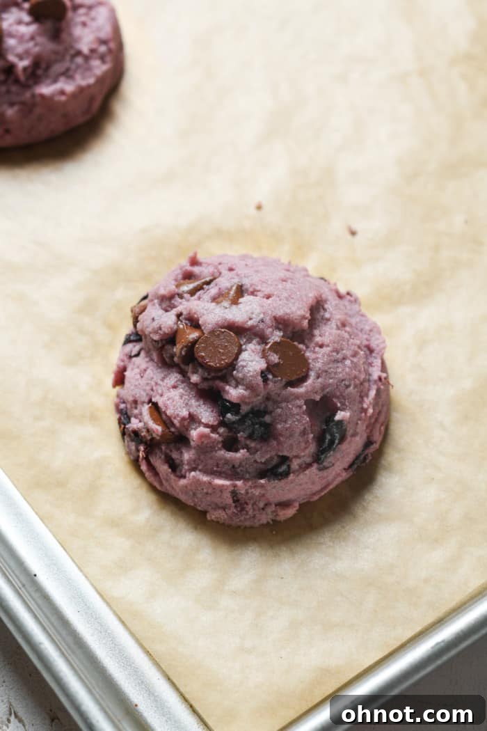 Freshly baked chocolate cherry cookies.