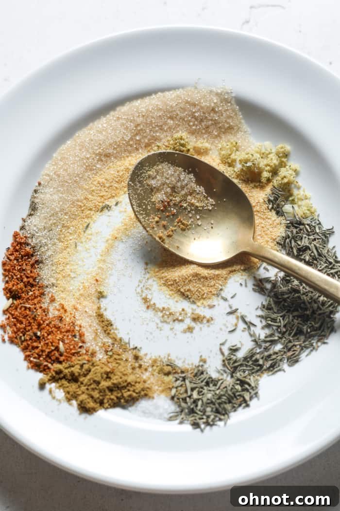 Plate with blended seasonings.