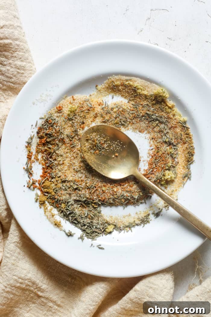 Various spices for meat seasoning.
