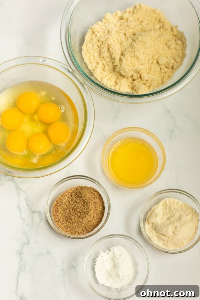 Ingredients for keto bread.