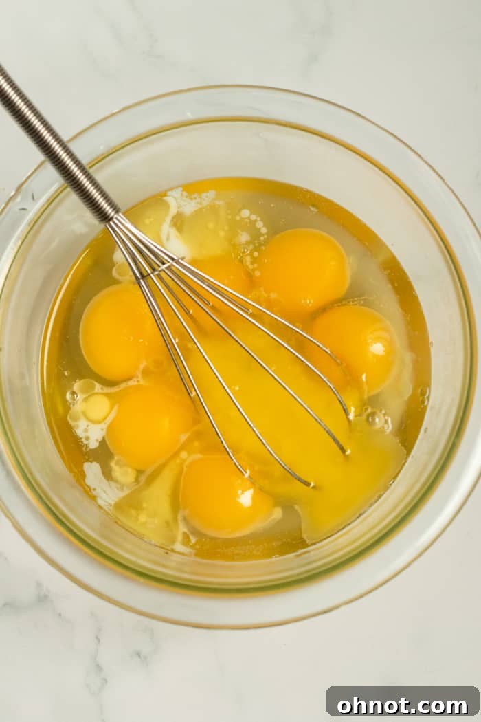 Eggs with whisk and bowl.