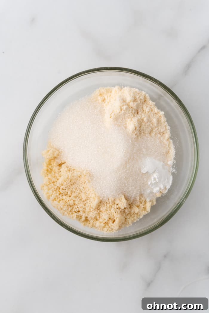 Low carb sugar and almond flour measured out.
