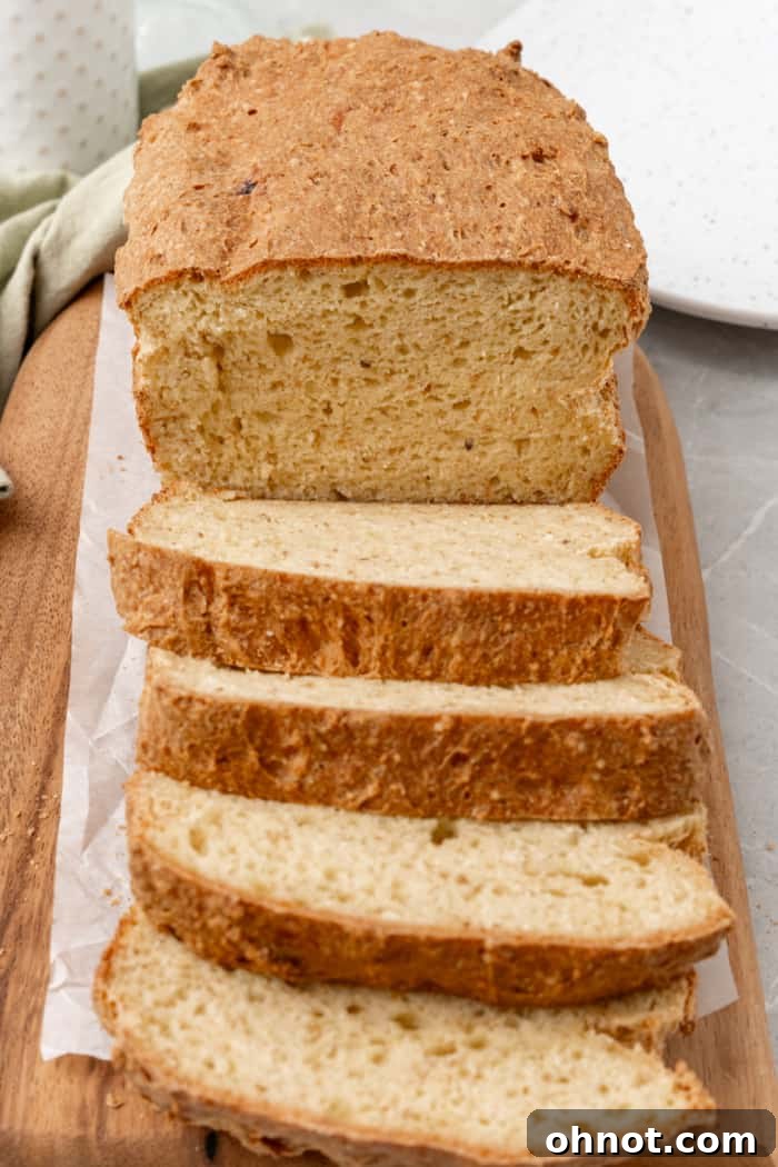 Slices of fluffy homemade gluten-free bread.