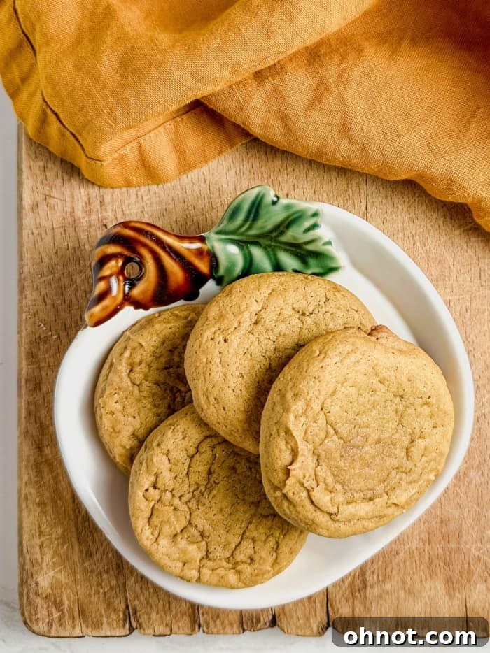 Beautifully arranged pumpkin spice cookies on a festive autumn plate.