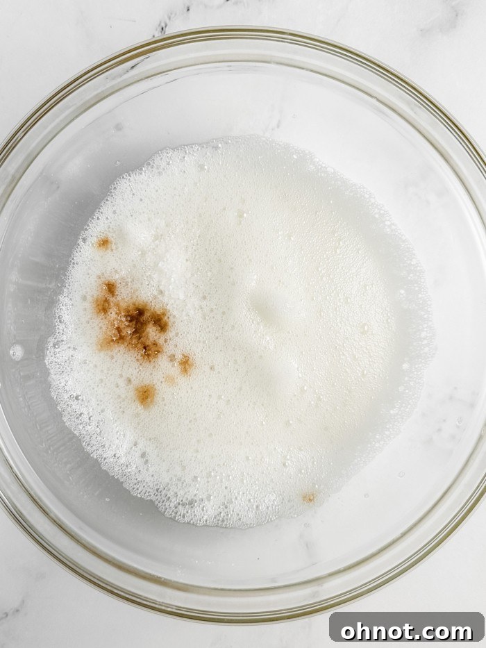 Egg whites mixed with vanilla extract.