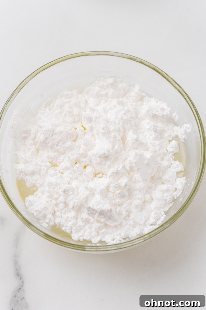 Powdered sugar in a bowl, ready for glaze.