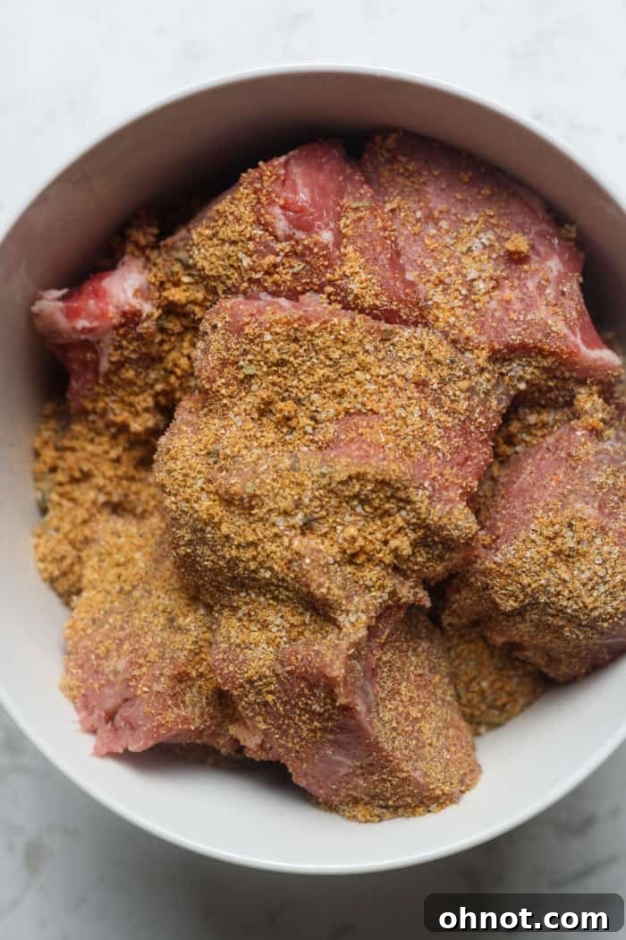 Seasoned beef tips ready for searing.
