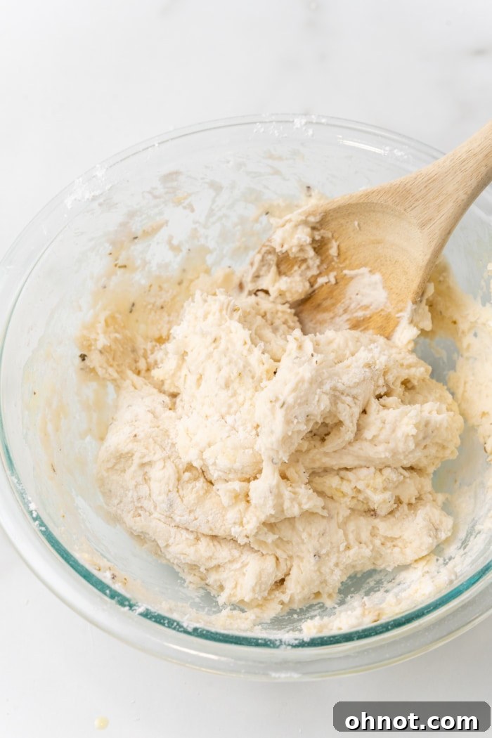 Sticky pizza batter.