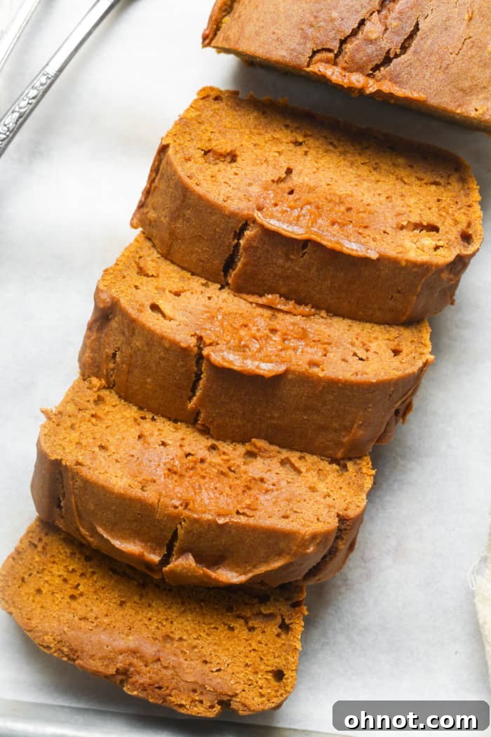 Slices of healthy pumpkin bread.