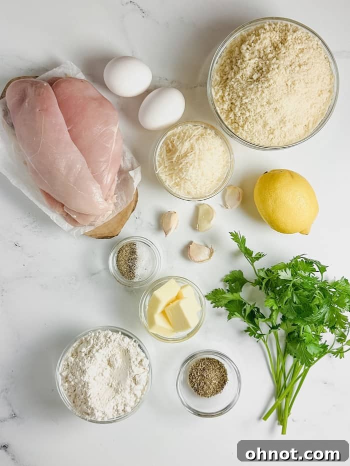 Ingredients for Parmesan crusted chicken.