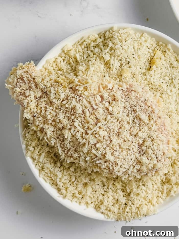 Chicken with parmesan breading.