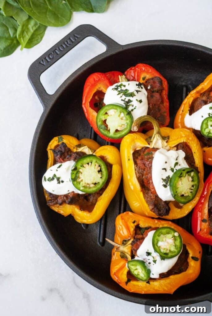 Paleo peppers with taco meat