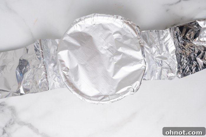 Cake pan with tin foil.