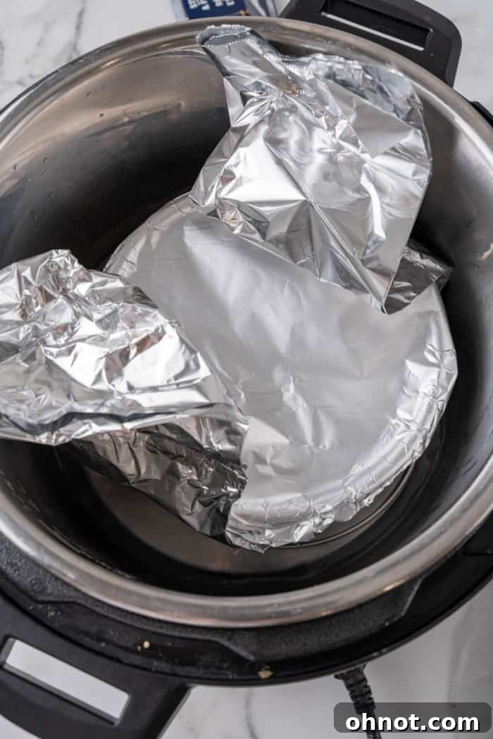 Instant Pot with cake pan.