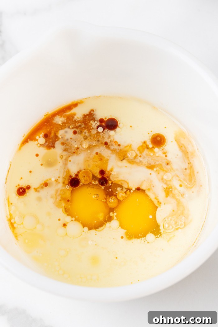 Eggs, vanilla, and oil.