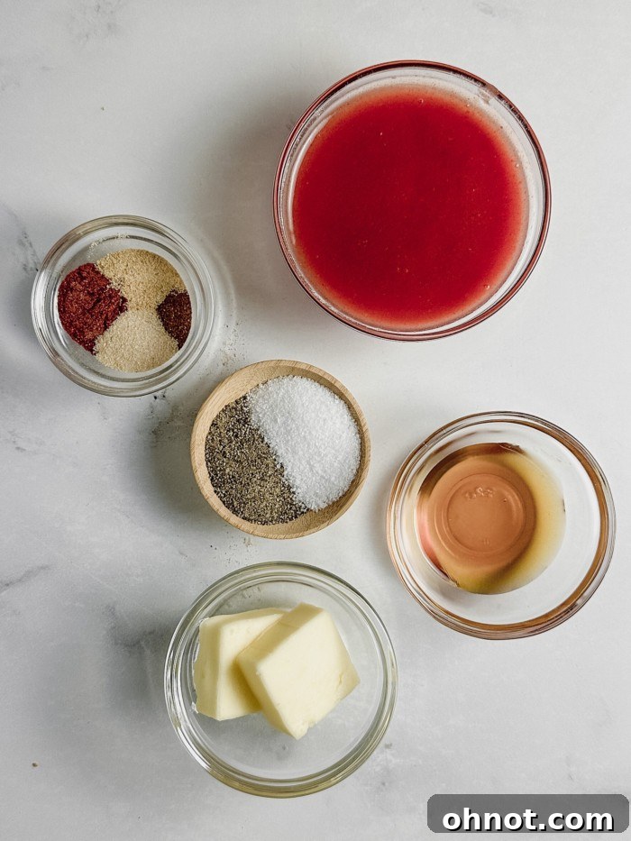 Ingredients for buffalo sauce.