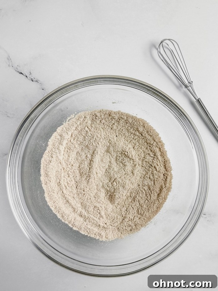 Flour in glass mixing bowl.