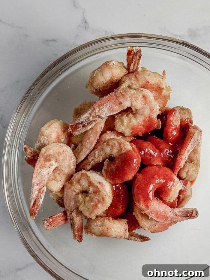 Shrimp with hot sauce.