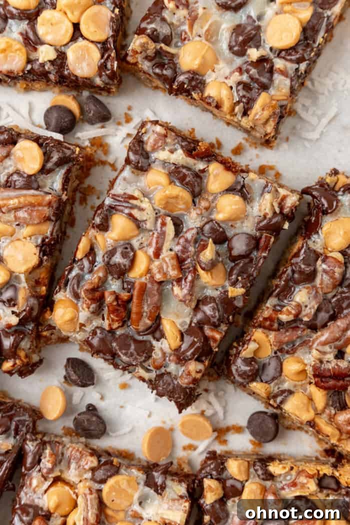 A plate of seven layer bars, perfect for sharing.