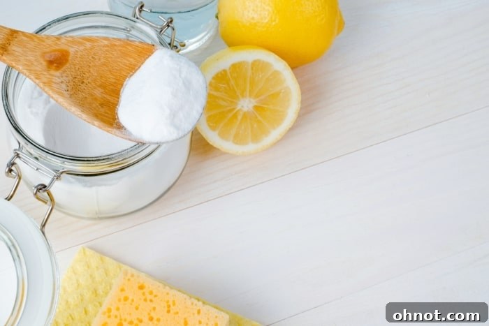 Jar with baking soda.