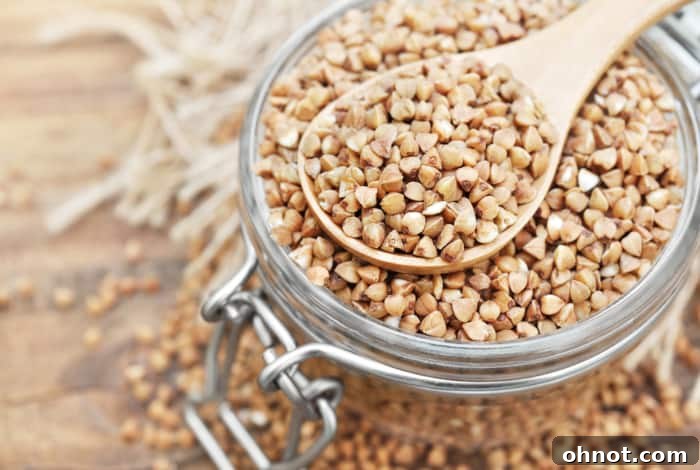 Buckwheat in jar.