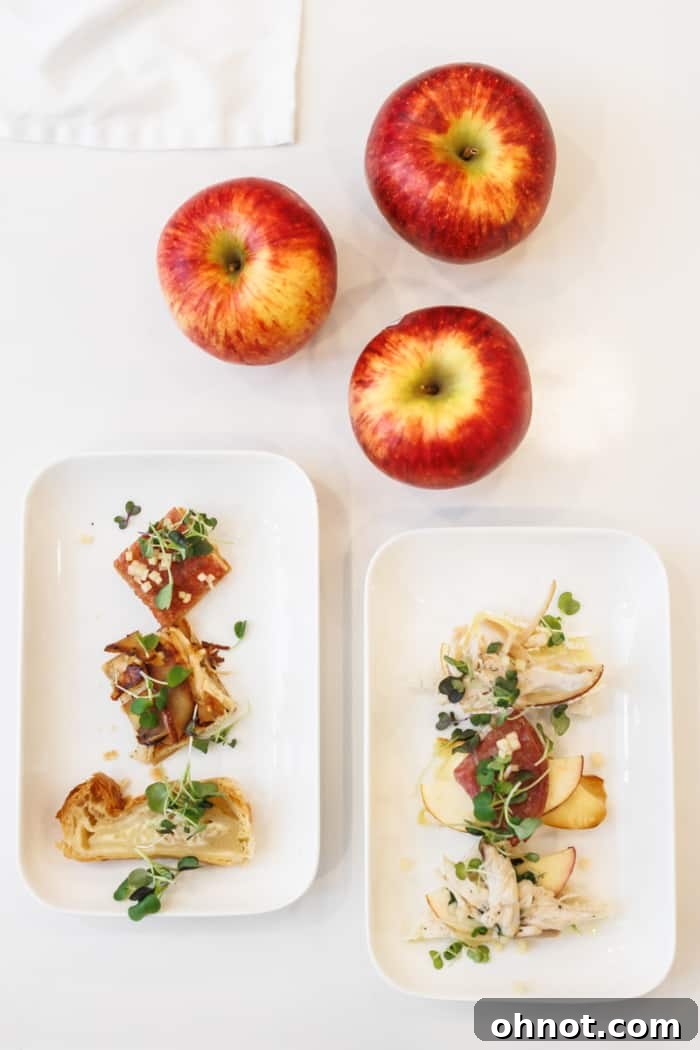 Artfully arranged chicken apple skewers, ready to be enjoyed.