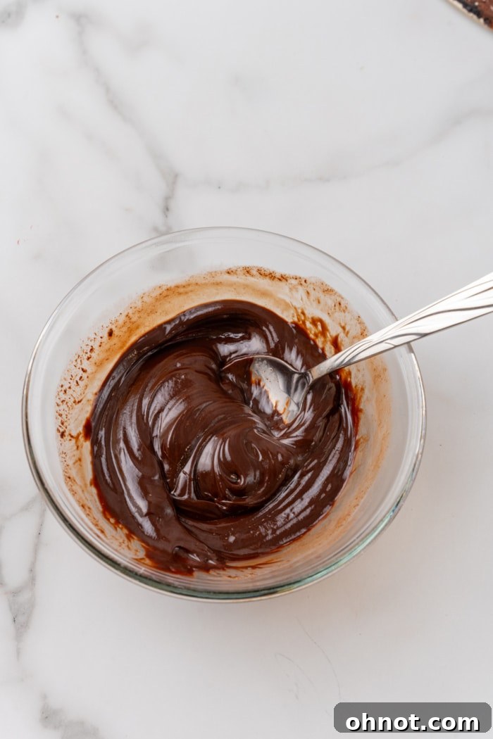 Chocolate ganache in bowl.