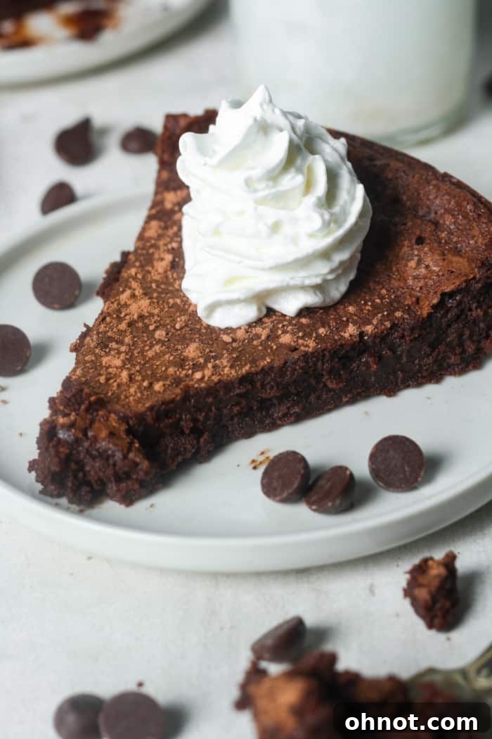 Flourless chocolate torte, rich and fudgy.