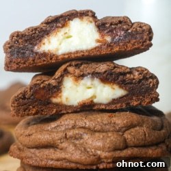 Chocolate cheesecake cookies, ready to be enjoyed.
