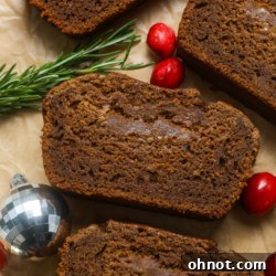 A beautifully baked gingerbread loaf, golden brown and inviting.