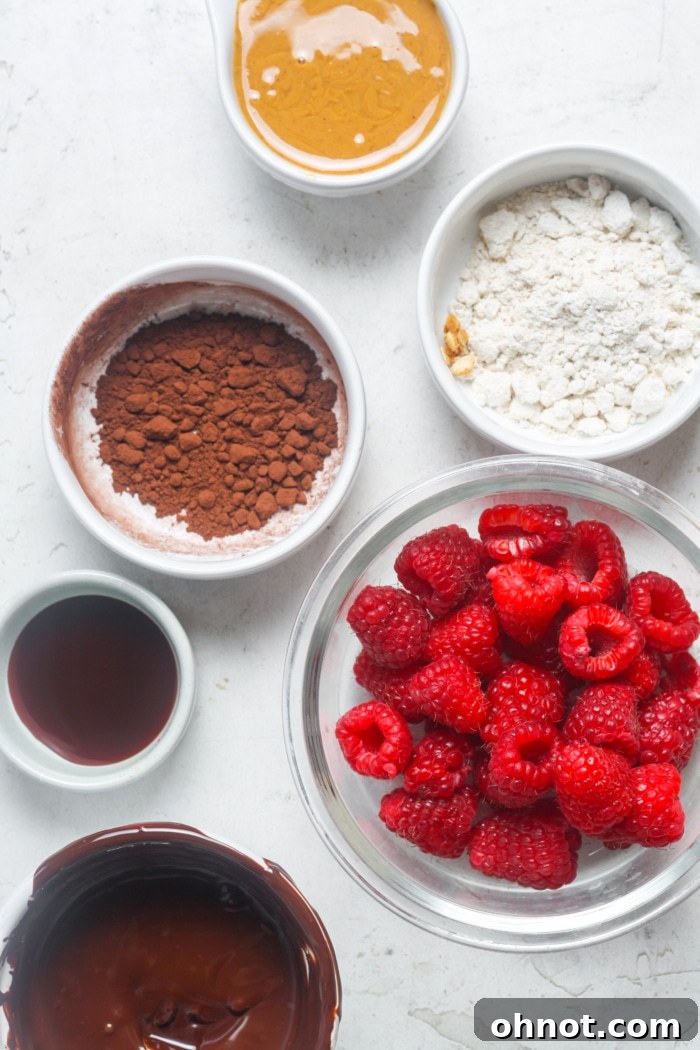 Ingredients for chocolate covered raspberries.