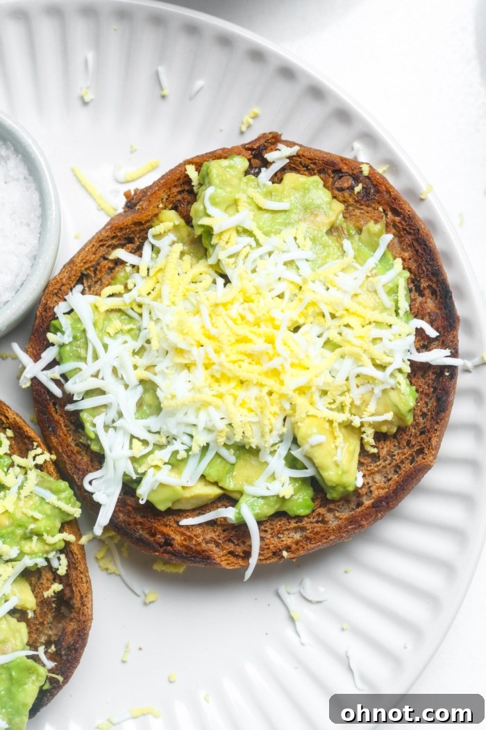 Grated egg avocado toast.