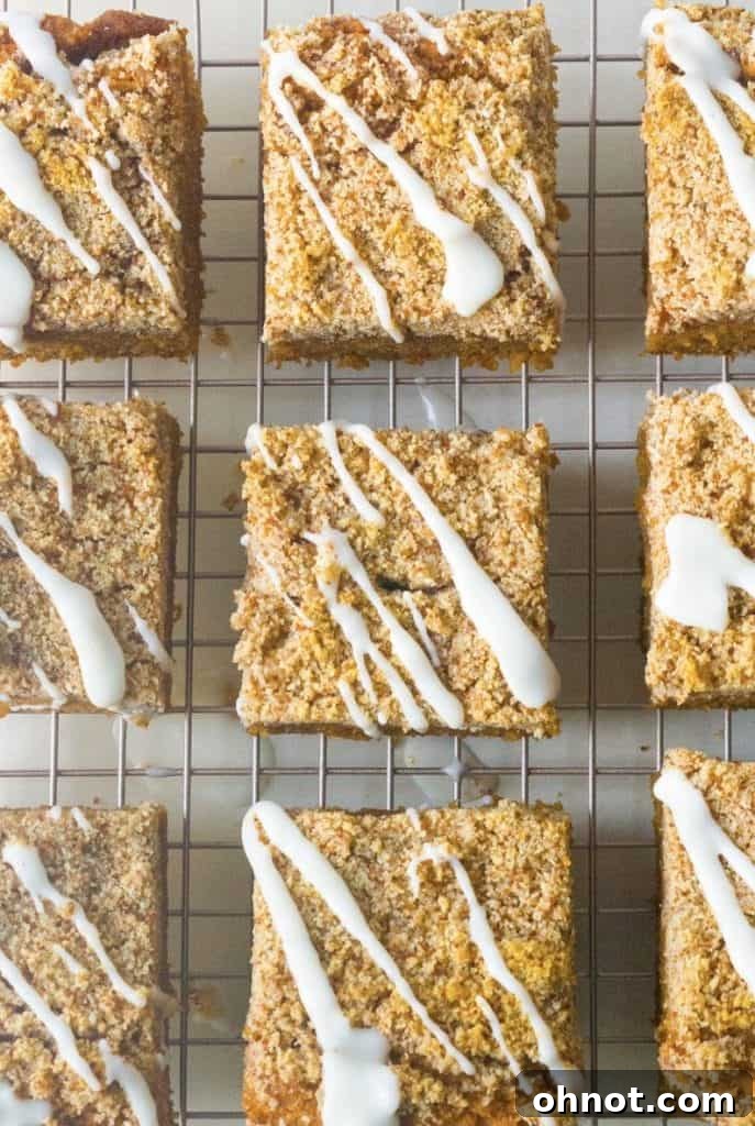 Paleo coffee cake finished with a delicate maple glaze