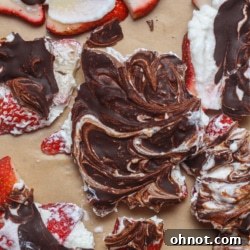 Strawberry yogurt bark.
