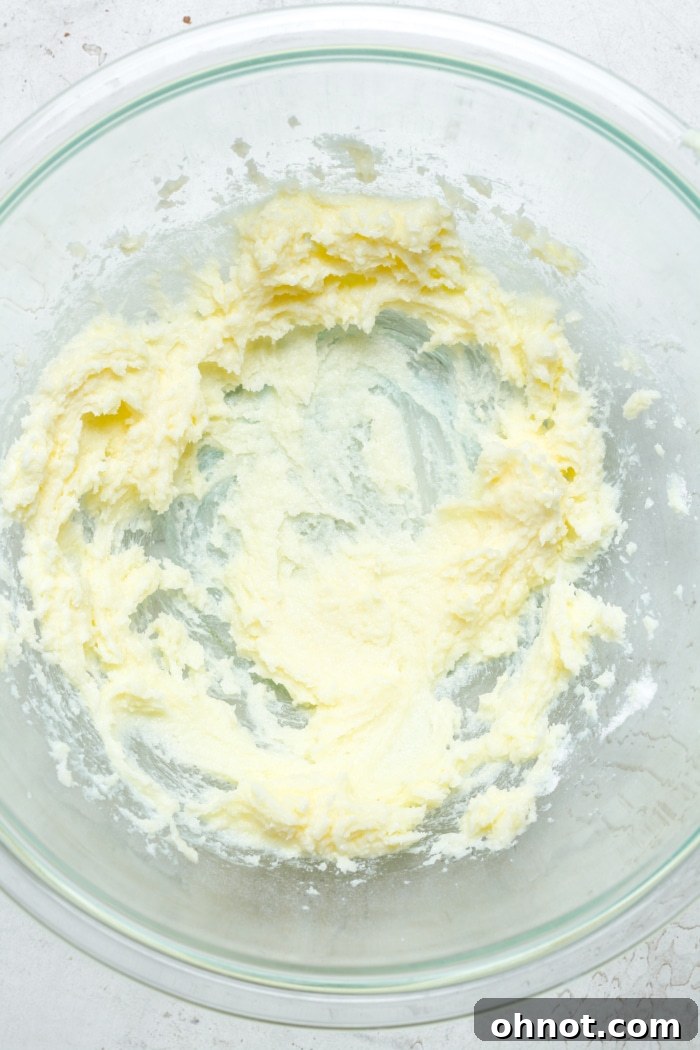 Creamy, beaten butter and sugar mixture.