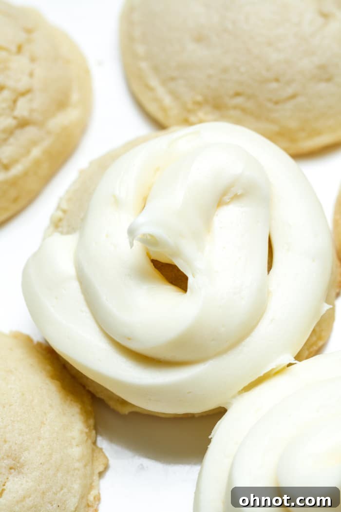 A freshly frosted eggless sugar cookie with sprinkles.