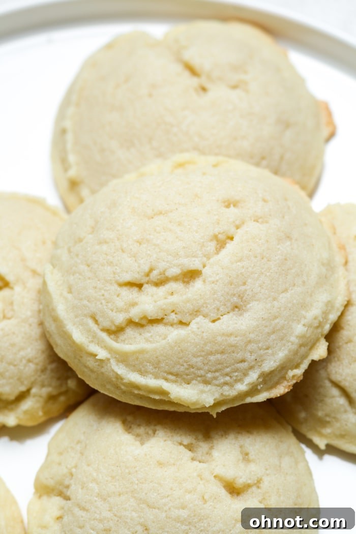 A plate of soft, delicious egg-free dessert cookies.