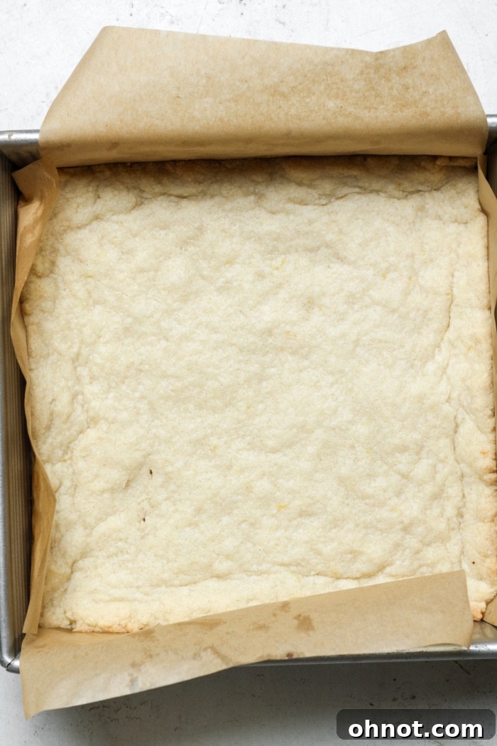 Baked shortbread crust, golden brown.