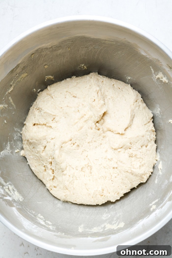 Bowl containing the dough before rising.