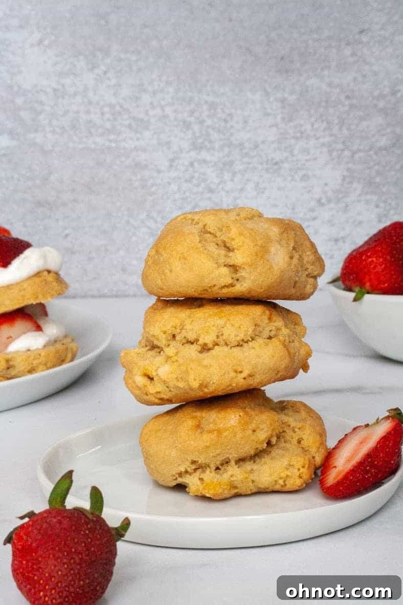 Close-up of baked Paleo Strawberry Shortcake biscuits