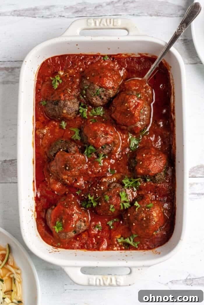Incredibly tender and flavorful Whole30 Baked Meatballs, moist and perfectly seasoned.