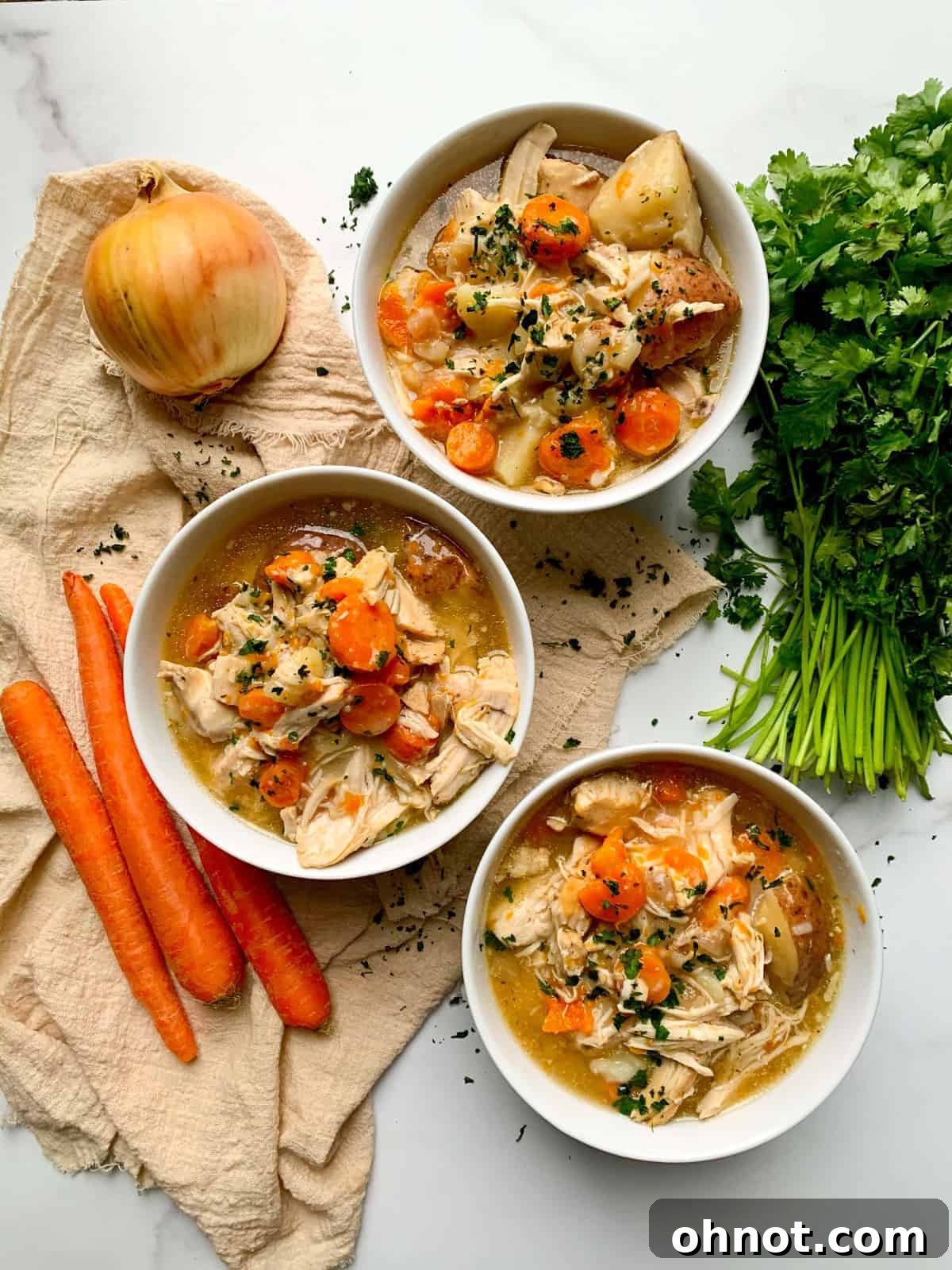 Hearty Whole30 Instant Pot Chicken Stew, rich with vegetables and tender chicken pieces.