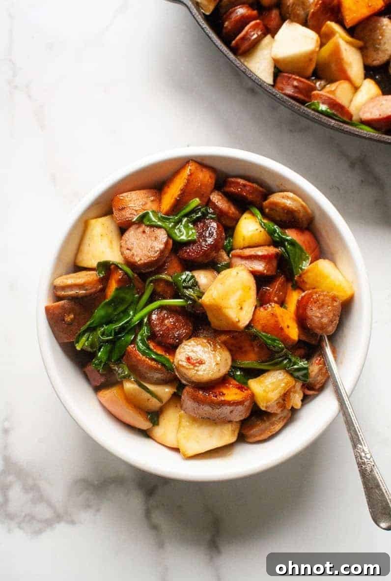Close-up of the Sweet Potato and Apple Hash in a pan